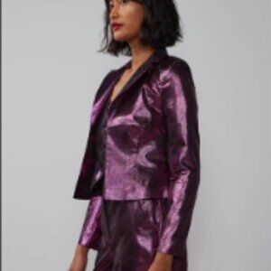 Metallic Notch Lapel Jacket